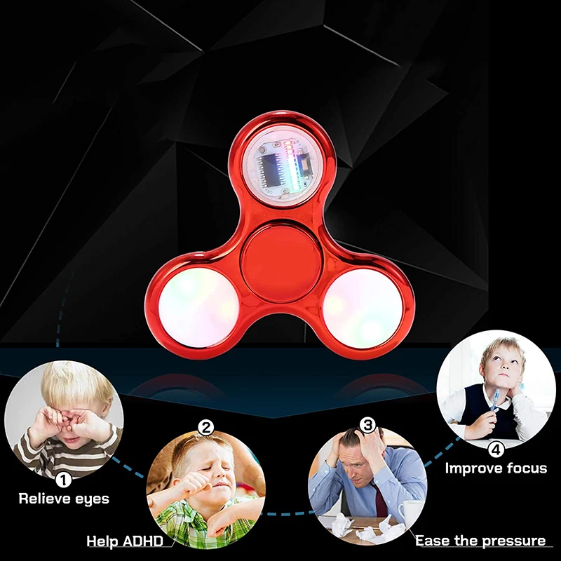 Lumière LED lumineuse créative Fidget Spinner main haut Spinners lueur dans la nuit lumière EDC Figet Spiner doigt soulagement du Stress jouets