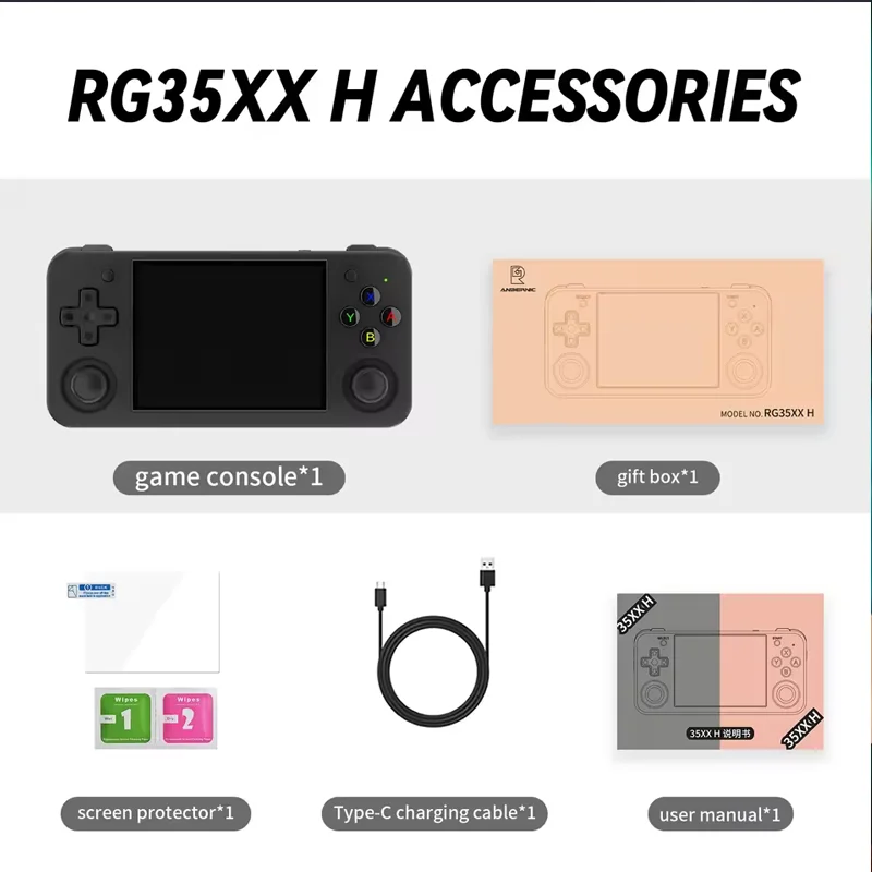 ANBERNIC RG35XX H Console di gioco portatile Linux Schermo IPS da 3,5 pollici H700 Lettore di videogiochi retrò 3300mAh 64G 5528 Giochi classici