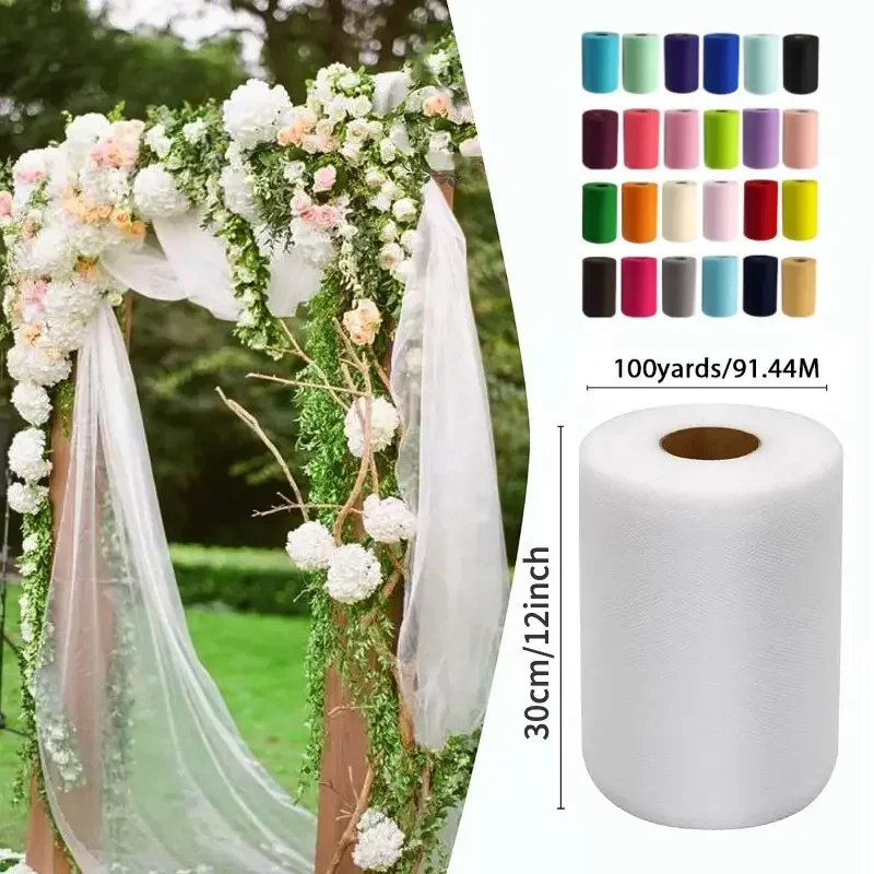 Upgrade Large Tulle Roll 12" x 100 Yards (300ft)（30cm X 91M) for Tutu Bow Birthday Party Wedding Decorations DIY 30CM*91M