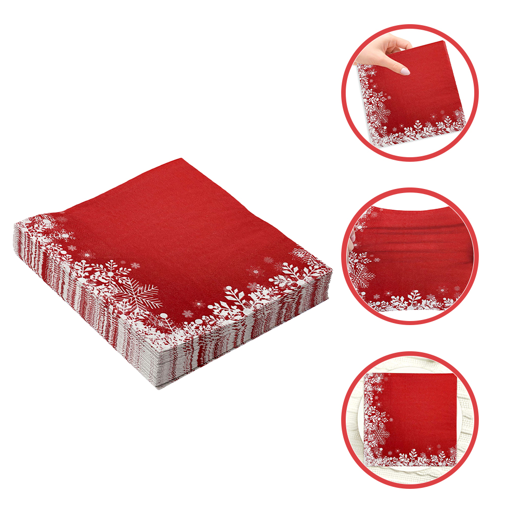 Serviettes de noël en papier flocon de neige rouge doux, 20 pièces, décorations de Table de fête Festive, serviettes à main de salle de bains de vacances