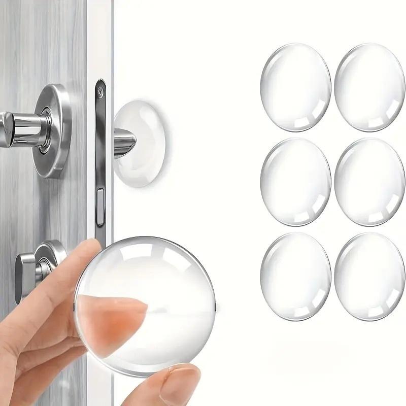 6pcs Door Knob Wall Shield Clear Soft  Silicone Handle Bumper Mute Stickers Protector Muffler Pad Protective Plug