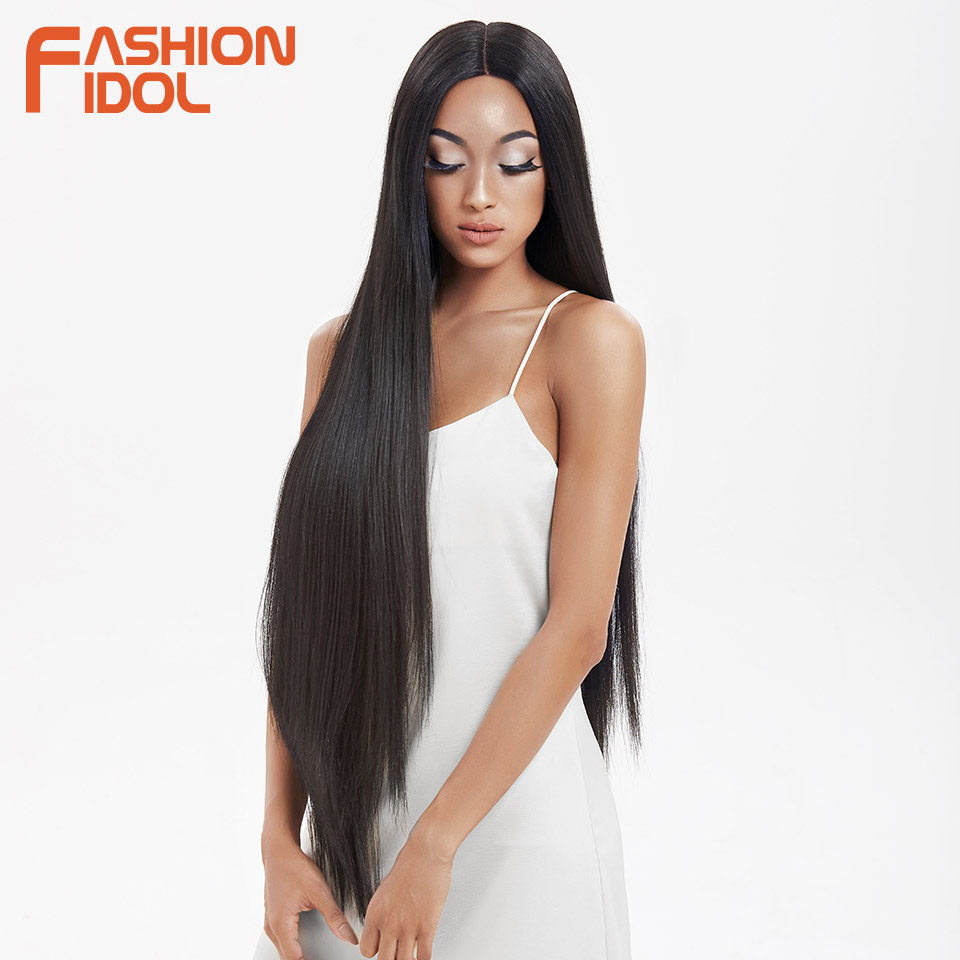 Moda ídolo perucas de renda reta sintética 38 "super longo cabelo reto peruca dianteira do laço lolita rosa loira perucas cospaly para mulher