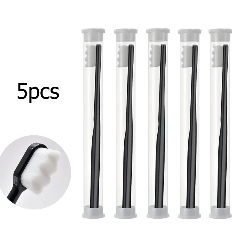 5PC 초극세 부드러운 칫솔 백만 나노 강모 성인 칫솔 치아 깊은 청소 휴대용 여행 치과 구강 관리 브러쉬