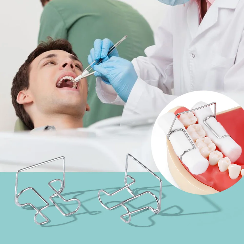 4 unids/caja de soporte para rollo de algodón Dental, herramienta de ortodoncia de acero inoxidable, suministros de laboratorio ortopédico para clínica, soporte de algodón Autoclavable