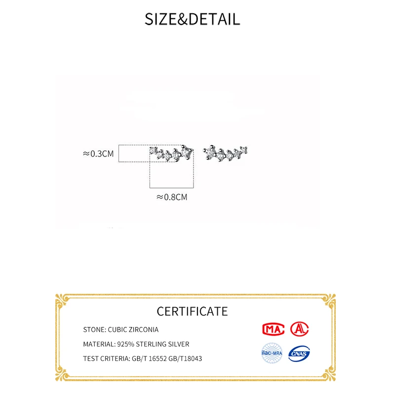 INZATT Echt 925 Sterling Silber Zirkon Arc Stud Ohrringe Für Mode Frauen Party Nette Feine Schmuck Minimalistischen Zubehör