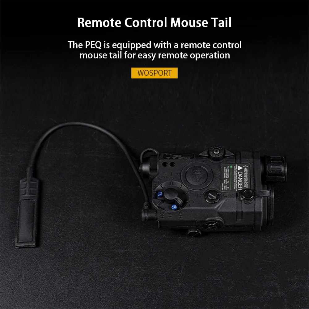 WoSporT PEQ-15 (เลเซอร์สีแดง + เลเซอร์สีเขียว + ไฟฉาย) ยุทธวิธีสีแดงสีเขียว Dual Laser Ray Indicator