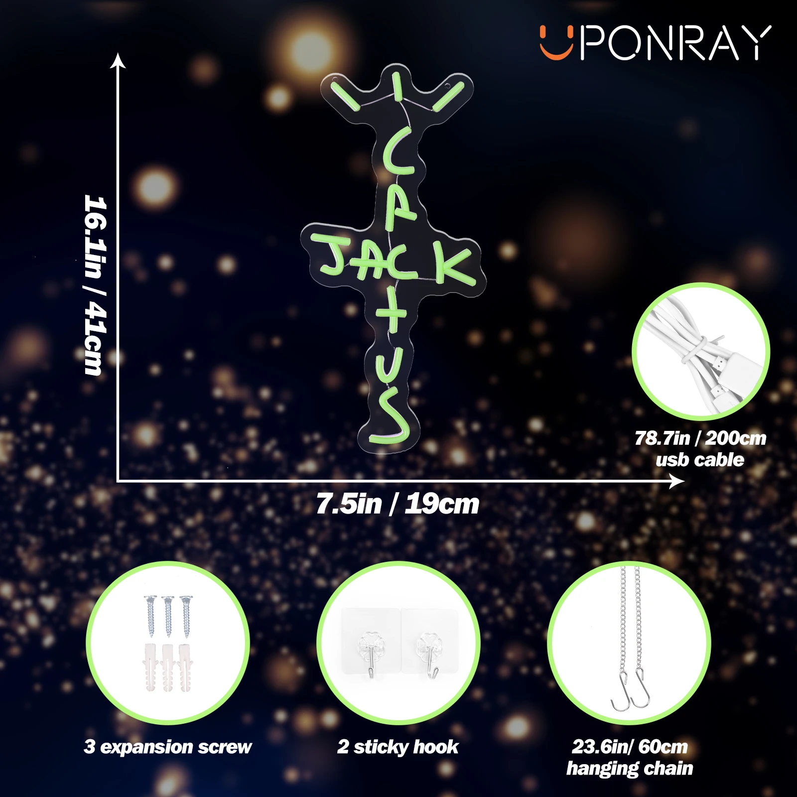 UponRay 선인장 잭 LED 네온 사인, 침실 벽 장식, 사무실 남자 동굴 맥주 바 펍, 크리스마스 생일 파티, 3 가지 색상