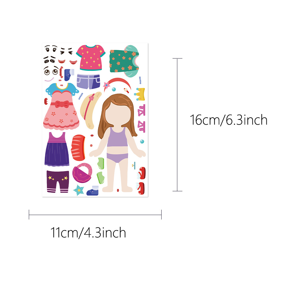 8 Uds. De pegatinas de rompecabezas para vestir para niños, bonitos dibujos animados, diversión creativa, Material de cuenta de rompecabezas para niños, pegatinas impermeables