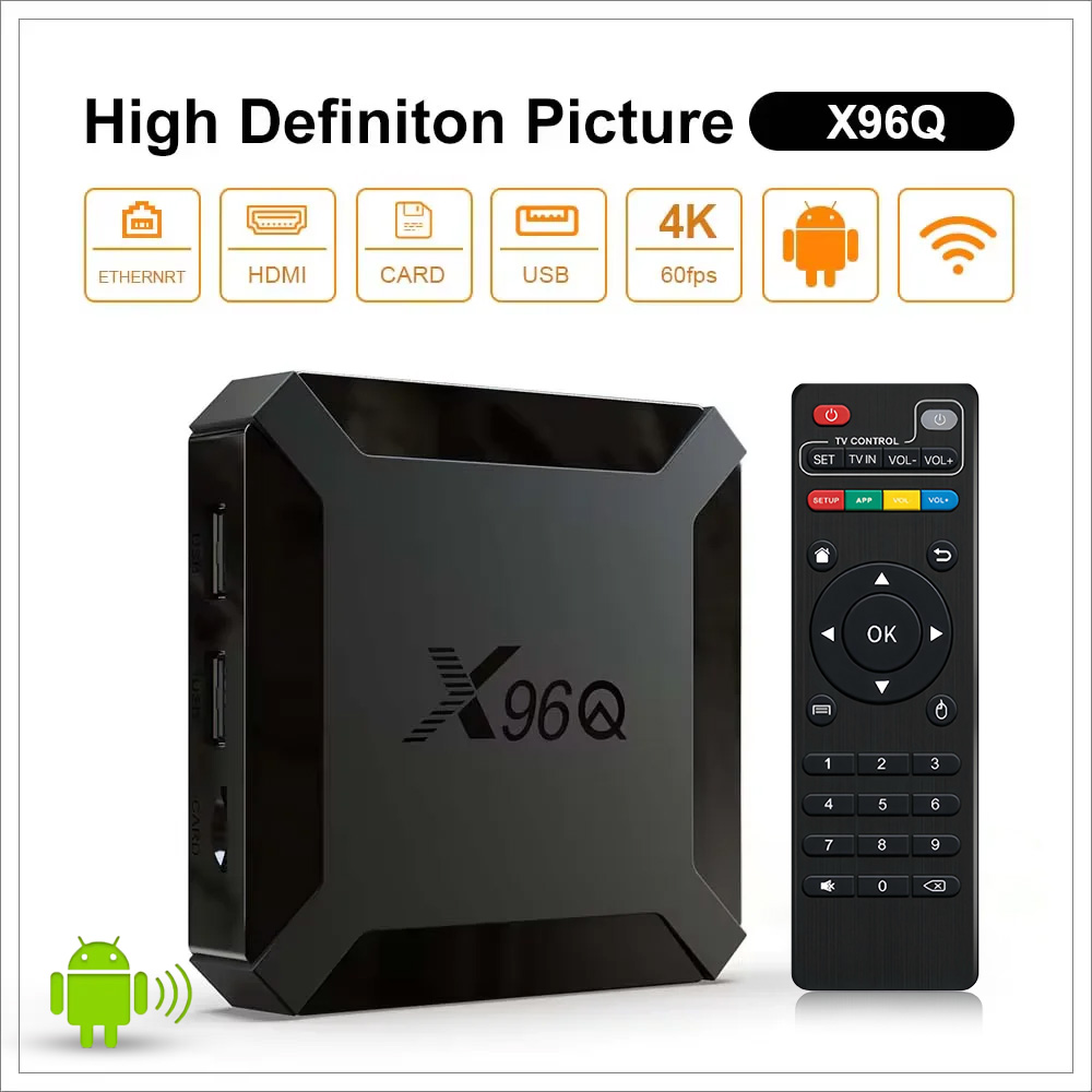 X96Q Smart Android TV Box 4K Wifi Google Player Youtube RAM 1/2GB ROM 8/16GB Multi Idioma Streaming Media Player Set Top Box