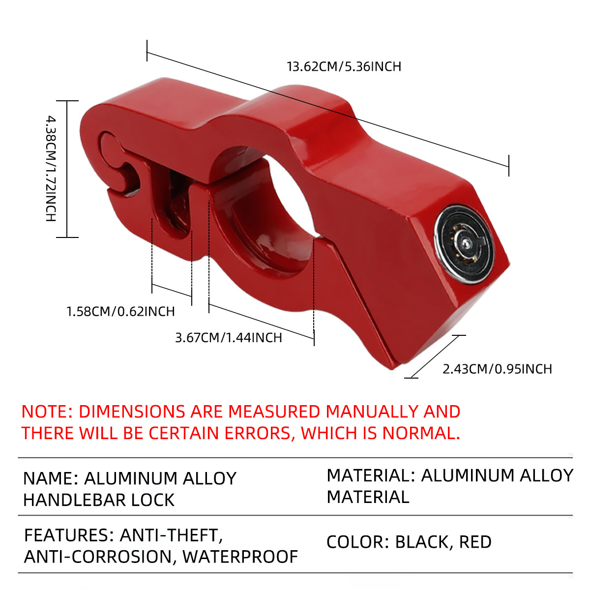 Motorcycle Handlebar Lock Security Anti-theft Handlebar Brake Motorcycle Scooter Handle Solid Lock With 2 Keys