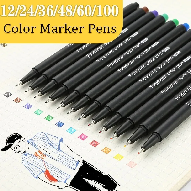 Clearance_12 PZ Pennarello Fineliner Penna colorata Manga per scritte 0,4 mm Art Sketch Journaling Acquerello Materiale scolastico Stat