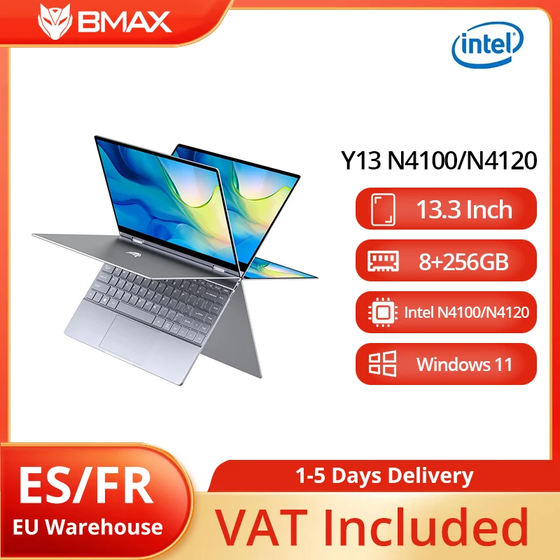 Laptop BMAX Y13 8GB LPDDR4 256GB SSD 1920*1080 IPS Intel N4100 N4120 z ekranem dotykowym