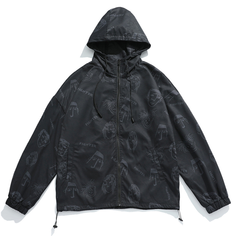 New Port Style Spring Tide Brand Hooded Coat All-match Taste Printed Jacket Quilted Windproof Men Jacket Cold Resistance