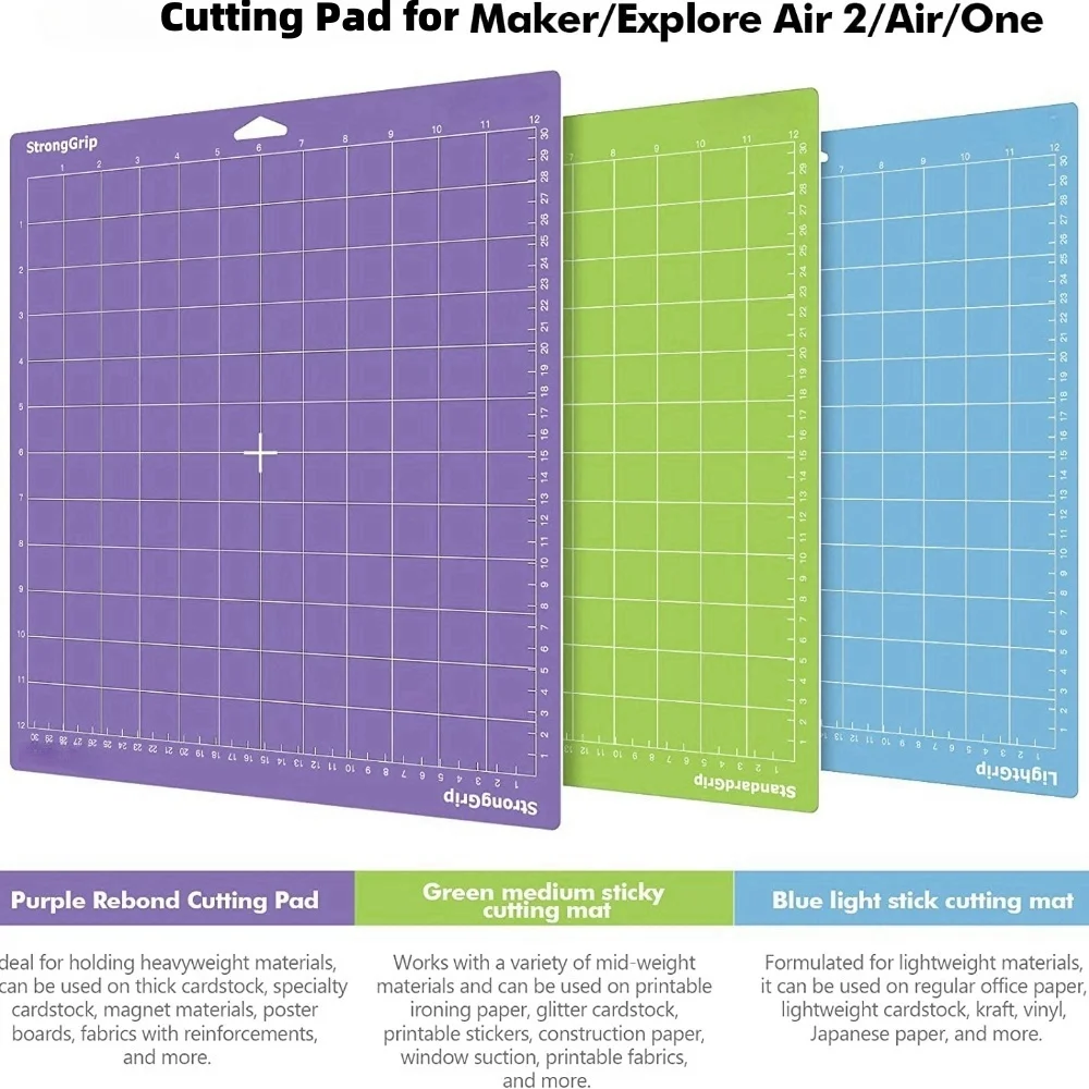 12*12inch Cutting Pad for Cricut Explore3/ Maker 3 One Adhesive Replacement - Strong, Standard, Lightweight Cutting Pad