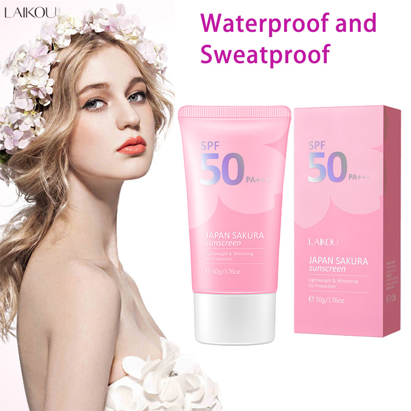 Laikou Sakura Creme protetor solar hidratante protetor facial bloco solar Spf50 gel loção de isolamento creme solar facial