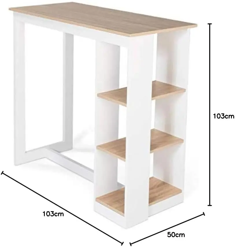 Mesa de bar Barth de 2 a 4 personas calada madera blanca y bandeja de haya