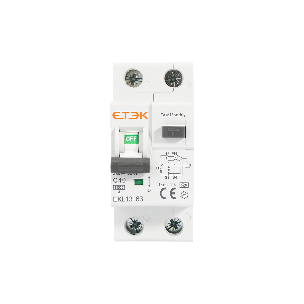 ETEK RCBO Автоматический выключатель остаточного тока низкого напряжения типа A 30 мА 2P (1P + N) Защита от утечки короткого тока RCD EKL13