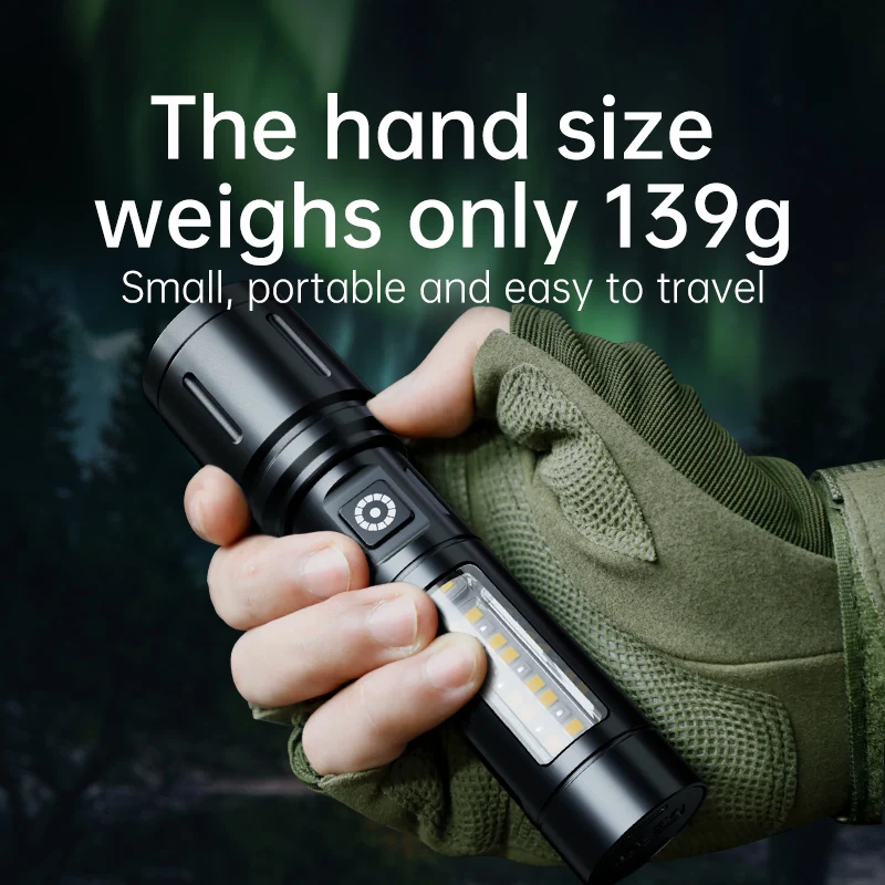 Warsun 18650 Powed LED linterna recargable multifuncional antorcha al aire libre portátil con zoom Camping senderismo linterna luz