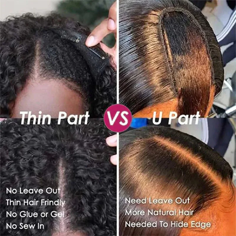 Kinky Xoăn U V Phần Tóc Giả Tóc Của Con Người Không Để Lại Ra Glueless Brasil Sâu Xoăn Sóng U Phần Tóc Của Con Người tóc Giả Dành Cho Nữ 180% Mật Độ