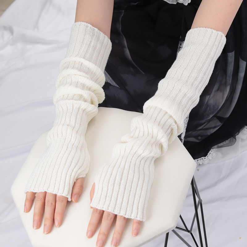 Phụ Nữ Dài Fingerless Gloves Mềm Mại Nữ Găng Tay Lolita Kawaii Mitten Mùa Đông Ấm Hơn DệT Kim Cánh Tay Nữ Tay Bé Gái Punk Gothic Găng Tay