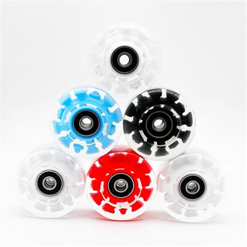 1PC Light Up Quad Roller Skate Wheels Luminous Light Up Quad Roller Skateboard Wheels with Bearings Installed