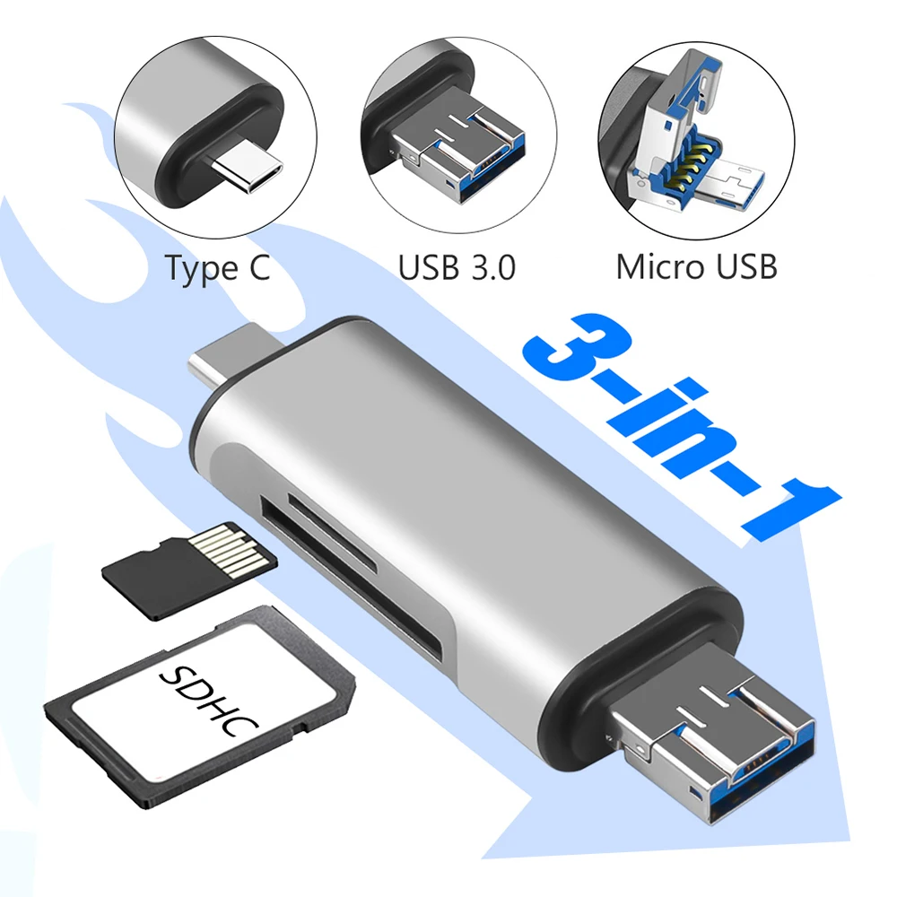 USB 3.0 Micro USB Type C Card Reader Высокоскоростная передача OTG Адаптер SDHC SD TF MicroSD Card Reader Для планшетов Ноутбук Телефон