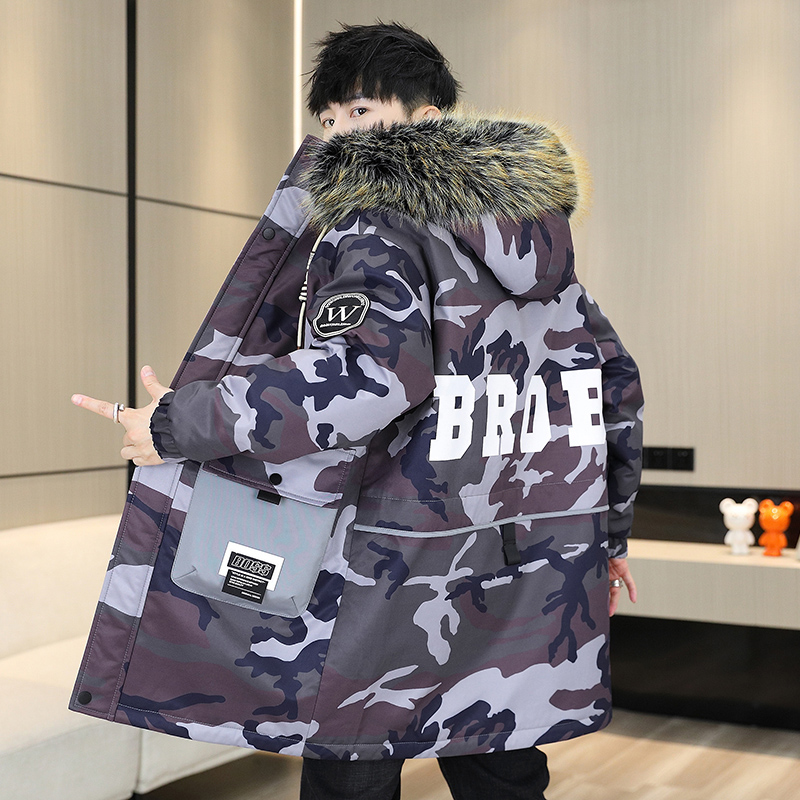 Jesienno-zimowa nowa zagęszczona ciepła kurtka męska parki z kapturem płaszcz polar modna marka Streetwear ins wełniana kurtka