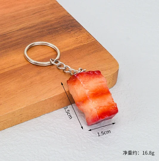 Sáng Tạo Mô Phỏng Thực Phẩm Móc Khóa Nhựa PVC Mẫu Tặng Móc Khóa Mềm Keo Giả Om Thịt Lợn Bụng Gà Móc Khóa K4230