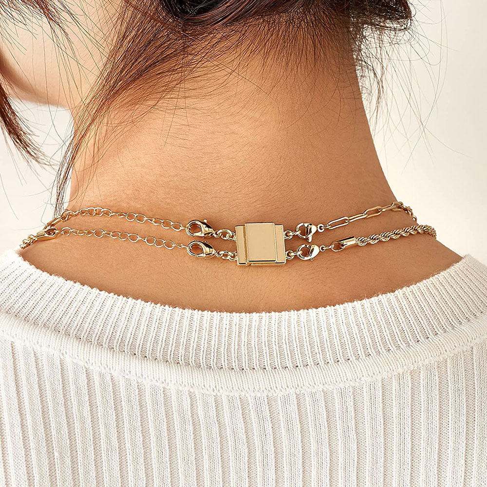 1 Lớp Vòng Cổ Kẹp Từ Tính Cổ Chia Cho Lớp Dựng Nhiều Dây Trang Sức Cổng Kết Nối Trượt Ống Khóa