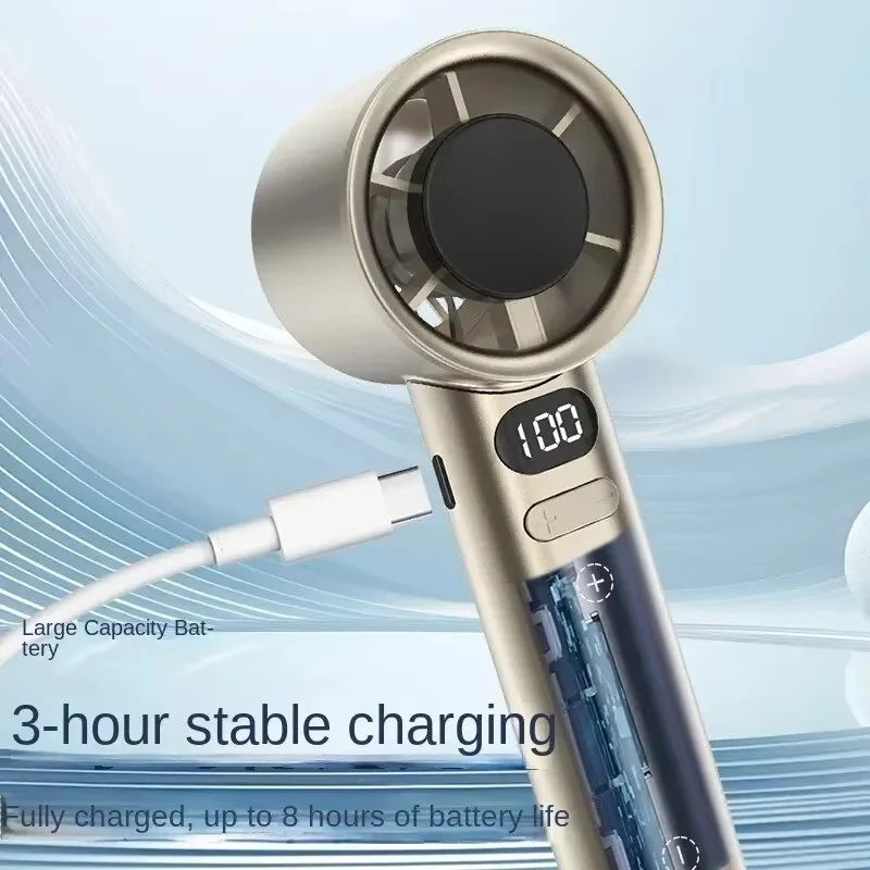 Portable Hand Fan 120 Wind Speeds Mini Bladeless Handheld Fan USB Rechargeable Personal Highspeed Fans Electric Eyelash Fan