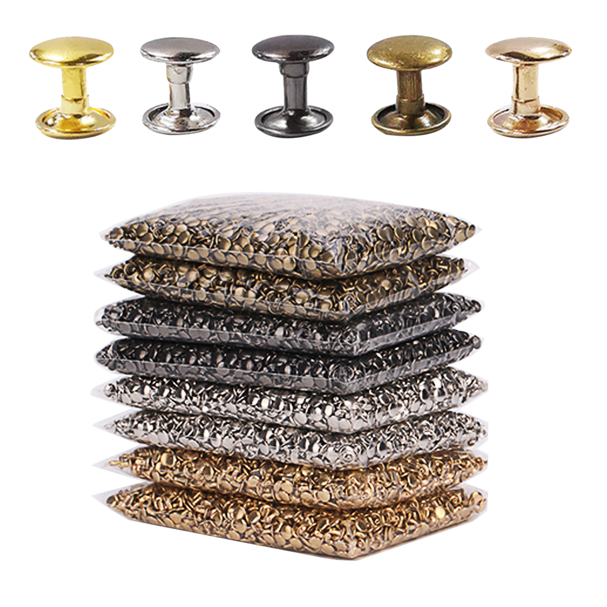 100 Bộ 6Mm 8Mm Kim Loại Đôi Mũ Đinh Tán Đinh Nhọn Vòng Đinh Tán Cho Da Thủ Công Dây Lưng Áo Mũ giày Cổ Thú Cưng Trang Trí
