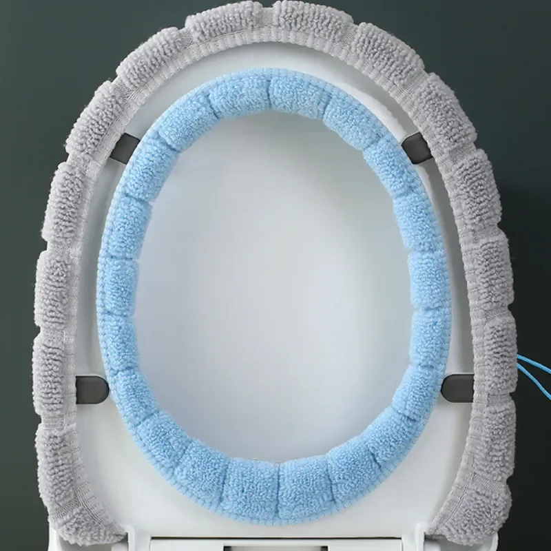 Cojines para asiento de inodoro de invierno, cojines para asiento de inodoro con asa, arandelas suaves más gruesas con accesorios de aislamiento para asiento de inodoro