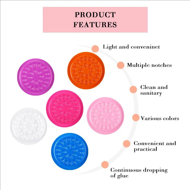 MJ 100pcs Eyelash Glue Holder Eyelashes Extension Supplies Adhesive Pallet Gasket Eye Lashes Tray Plastic Pads Makeup Tool