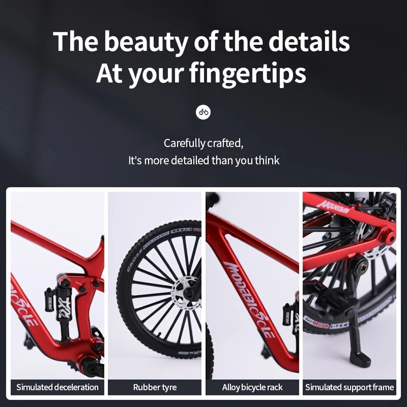 Brinquedo modelo de bicicleta de estrada em escala 1:6, adequado para decoração de casa, uma placa de mudança de marcha na parte traseira e pés de ligação da roda, bom presente
