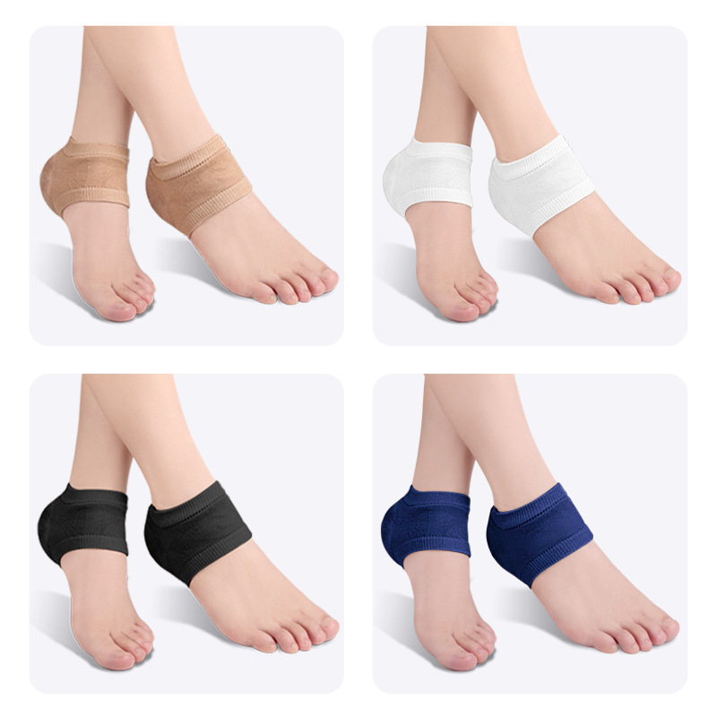 Cuscinetti per maniche protettive per tallone in gel di silicone Coppe per tallone Supporto per cuscino per la pelle Calzini da mezzo metro per la cura dei piedi e la prevenzione delle crepe