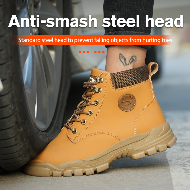 Sapatos de segurança sapatos de trabalho dedo do pé de aço homens botas de trabalho de proteção contra punctura anti-esmagamento proteger botas de segurança indestrutíveis leve