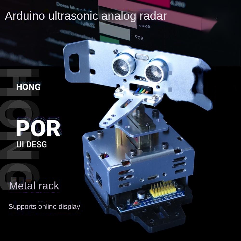Metal Ultrasonic Radar com Tela LCD Maker, Starter Kit Programável para Arduino Robot, Kit DIY, 1.8, Nano