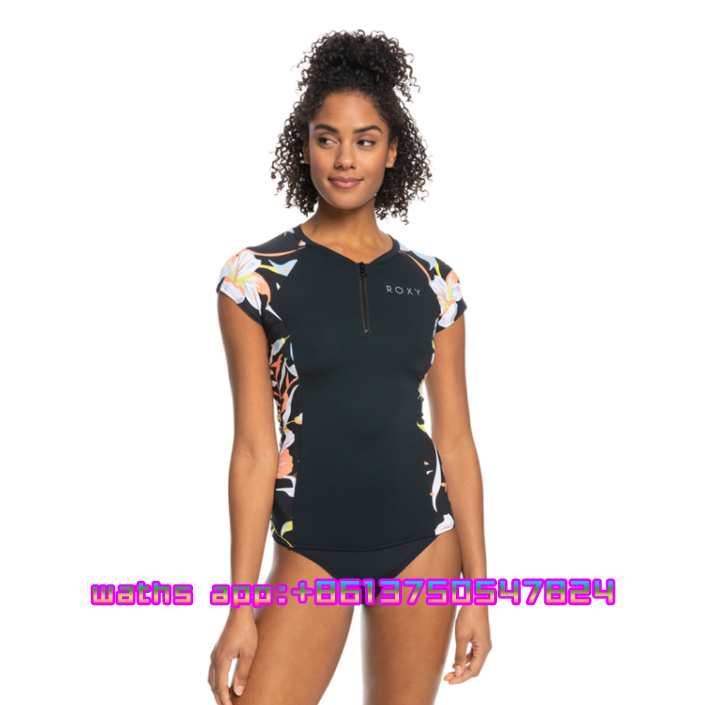 Pakaian Selancar Wanita Rashguard Baju Renang Pelindung Ruam Pakaian Selancar Perlindungan Uv Olahraga Air Kaus Lengan Pendek Setelan Pakaian Renang