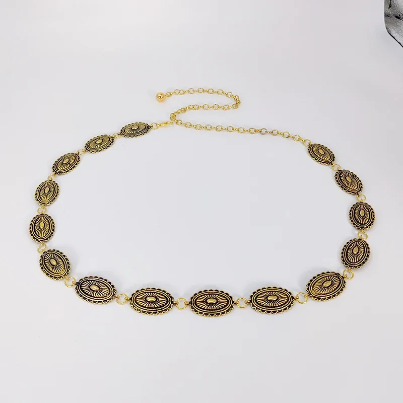 Accessoires voor tailleketting in etnische stijl Boheemse veelzijdige riem damesjurk high-end jurk met tailleband metalen retro