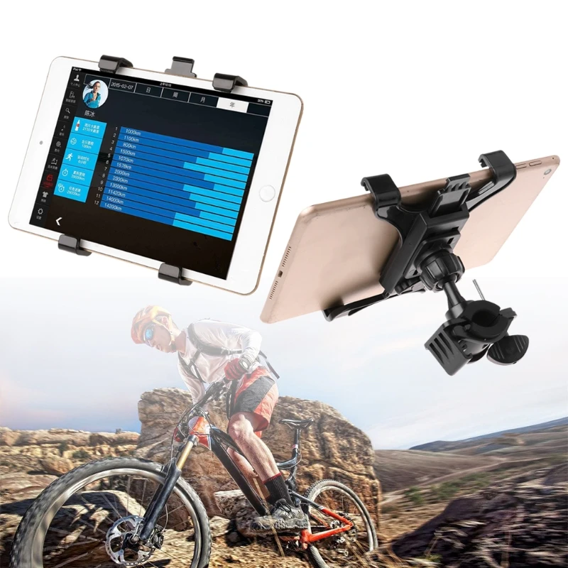 2022 Âm Nhạc Mới Chân Đế Micro Giá Đỡ Gắn Máy Tính Bảng Miếng Lót Không Tab 7 Đến 11Inch 360 ° Đế Xoay Xe Đạp tập Gym Tay Cầm Gắn