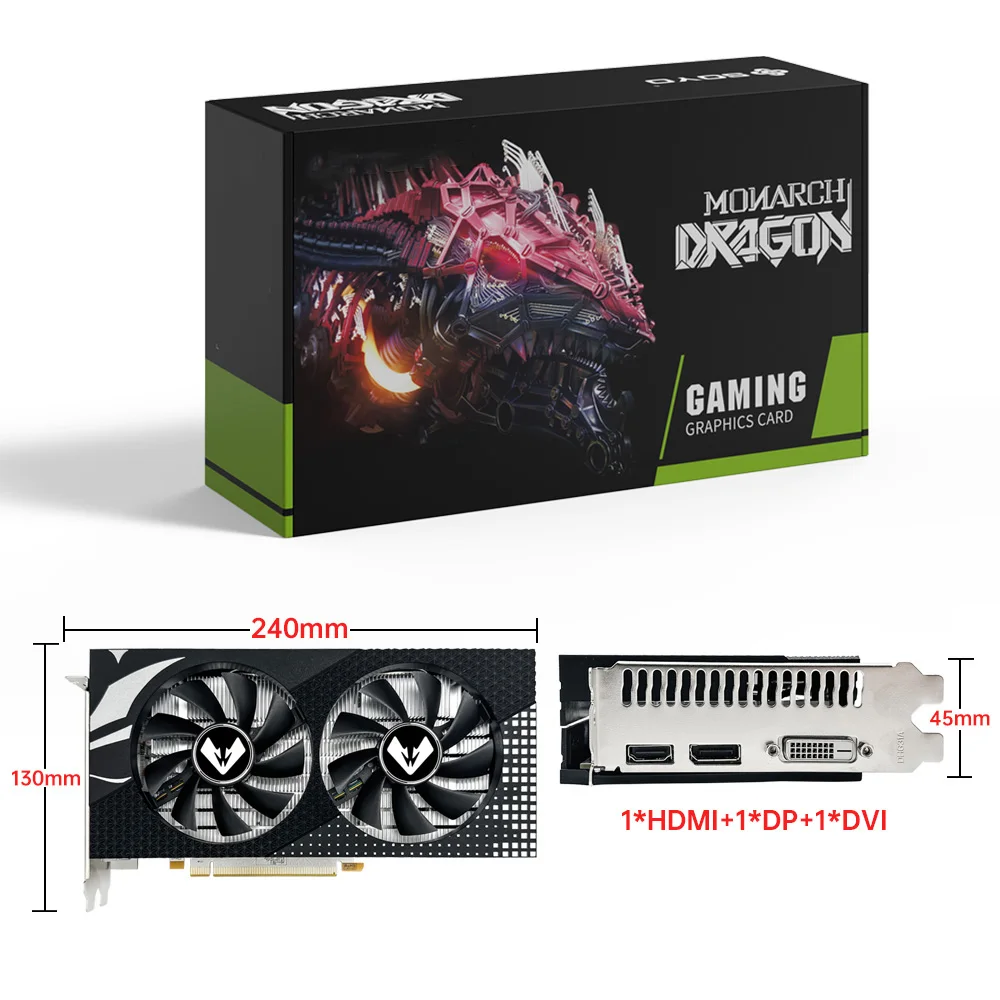 Soyo amd radeon rx580 8g placa gráfica gddr5 placa de vídeo hdmi dvi pcie3.0x16 jogos gpu rx 580 placas componentes do computador