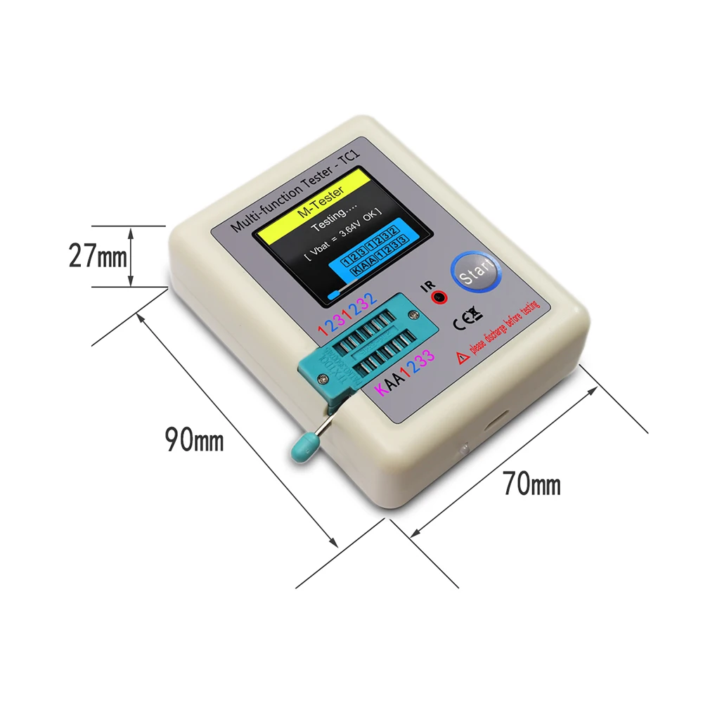 LCR TC1 1,8 pulgadas TFT LCD pantalla multímetro Transistor probador diodo triodo condensador resistencia medidor de prueba