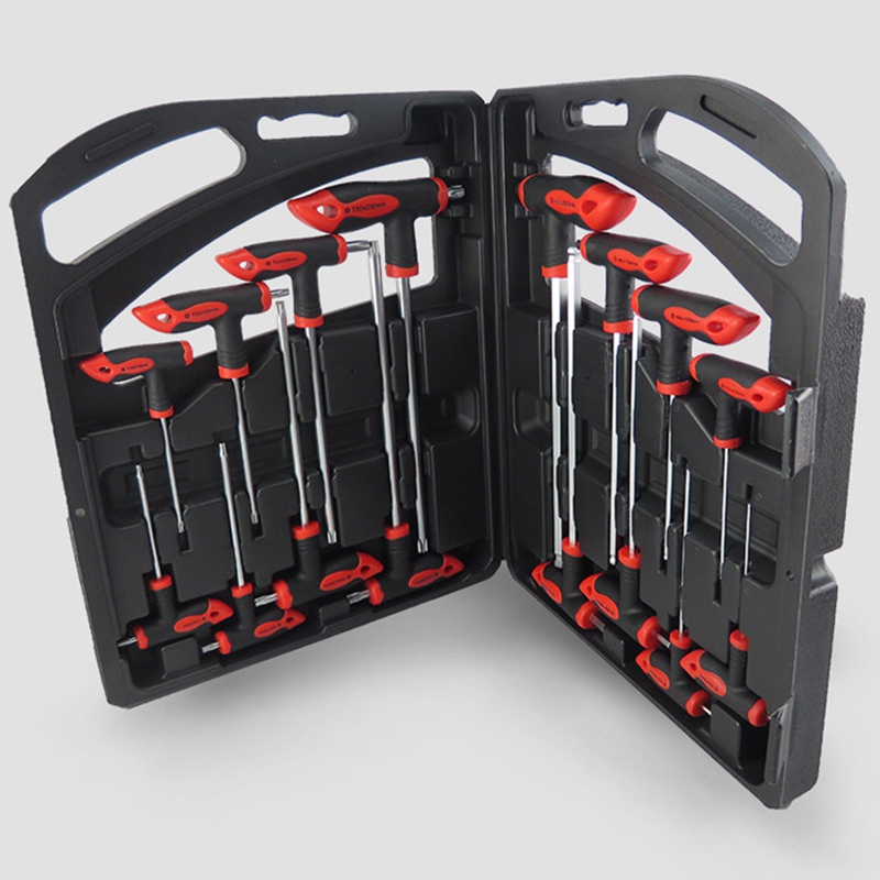 Set kunci pas pegangan T, Set peralatan reparasi tangan bintang pegangan T & Kunci L Hex ujung bola pegangan T 16 buah