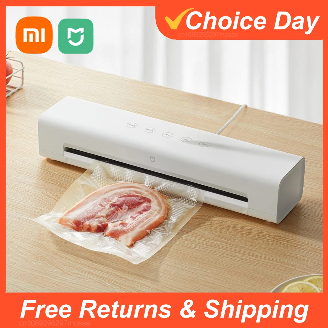 Máquina selladora al vacío XIAOMI MIJIA, 220V, con 10 Uds. De bolsas de vacío gratis para cocina, máquina envasadora selladora al vacío de alimentos para el hogar