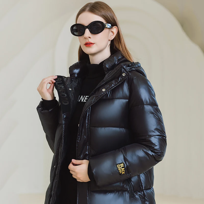 2024 新しい冬のダウンコットンジャケット婦人服ロングパーカーフード付き暖かい冬厚い防水コート女性黒オーバーコート