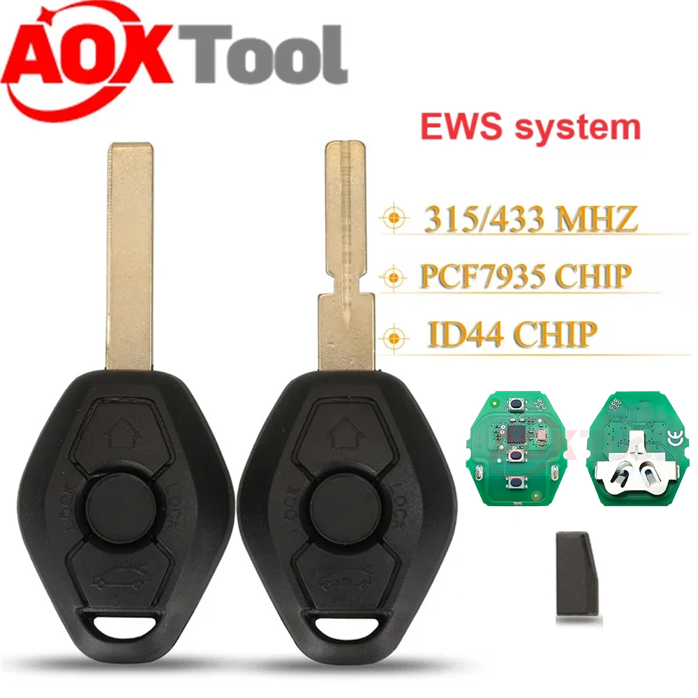 AOKTOOL 3 кнопки система EWS Автомобильный Дистанционный ключ для BMW E38 E39 E46 X3 X5 Z3 Z4 1/3/5/7 серии 315/433 МГц ID44 PCF7935 чип