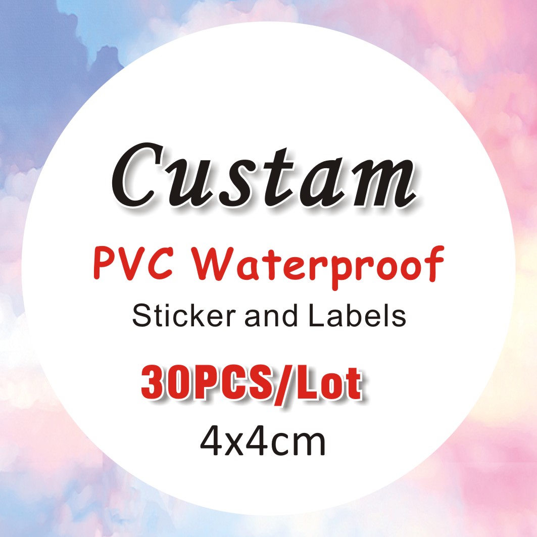 50PCS 4x4 ซม.PVC สติกเกอร์กันน้ําโลโก้ที่กําหนดเองงานแต่งงานของขวัญวันเกิดกล่องสติกเกอร์ออกแบบขนาดที่กําหนดเอง