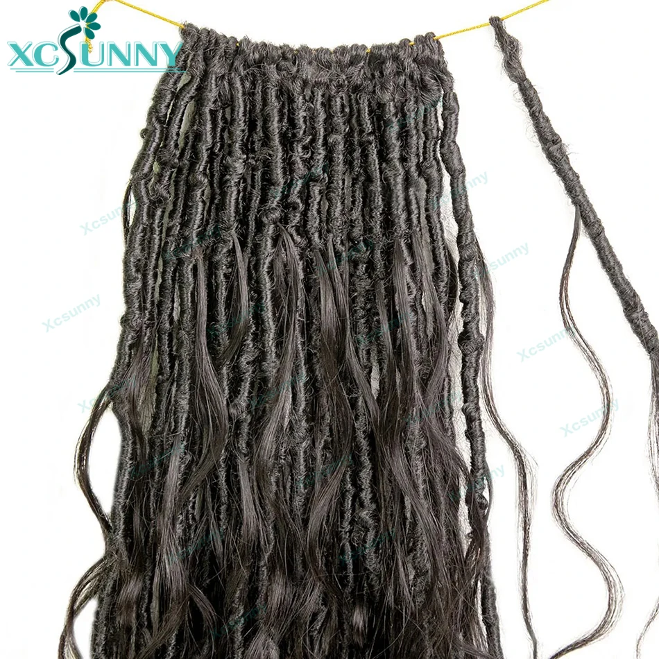 Pré Looped onda do corpo Crochet Boho Locs com cachos, Trança sem nós, Deusa Locs com cabelo humano, Encaracolado Termina