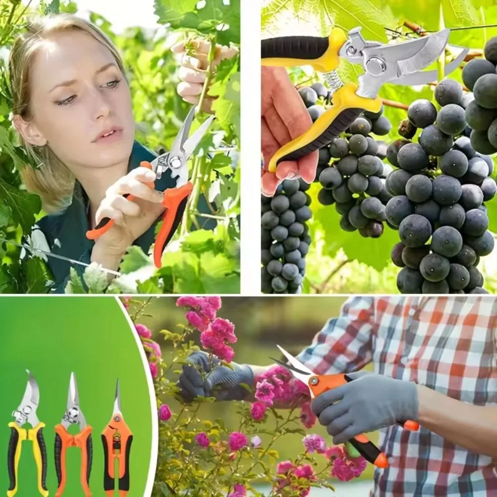 3PCS Garden Scissors Set Gardening Tool Scissors Stainless Steel Professional Gardening Scissors with Non-slip Ergonomic Handles