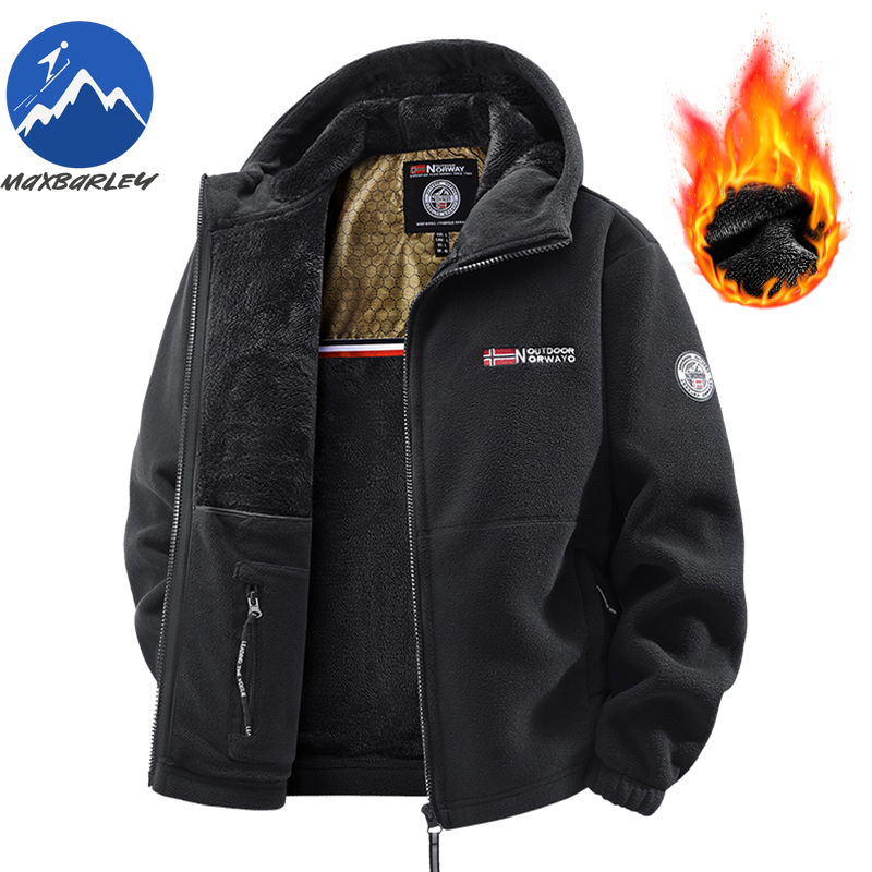 Maxbarley Merk Winter Fleece Jas Mannen Casual Verdikte Wollen Jas Athleisure Ontwerp Warme Mode Capuchon Jassen Sneeuw Skipak